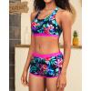 imageYonique 3 Piece Athletic Tankini Swimsuits for Women with Shorts Swim Tank Tops with Sports Bra and Boyshorts Bathing SuitsColorful Floral 01