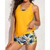 imageYonique 3 Piece Athletic Tankini Swimsuits for Women with Shorts Swim Tank Tops with Sports Bra and Boyshorts Bathing SuitsYellow