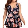 imageYonique Plus Size Tankini Tops for Women No Bottom Flowy Bathing Suit Top V Neck Swim TopBlack Floral 01