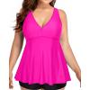 imageYonique Plus Size Tankini Tops for Women No Bottom Flowy Bathing Suit Top V Neck Swim TopPink 01