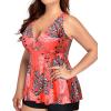 imageYonique Plus Size Tankini Tops for Women No Bottom Flowy Bathing Suit Top V Neck Swim TopRed Floral 01