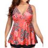 imageYonique Plus Size Tankini Tops for Women No Bottom Flowy Bathing Suit Top V Neck Swim TopRed Floral 01