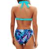 imageYonique Women Two Piece Bathing Suits Push Up Bikini Set Halter Swimsuit Vintage SwimwearTeal and Leaves