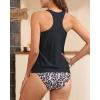 imageYonique Women Two Piece Tankini Blouson Swimsuit Bathing Suits Racerback Swim Tank Tops with Bottoms Tummy Control SwimwearBlack Leopard