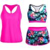imageYonique 3 Piece Athletic Tankini Swimsuits for Women with Shorts Swim Tank Tops with Sports Bra and Boyshorts Bathing SuitsColorful Floral 01