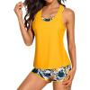 imageYonique 3 Piece Athletic Tankini Swimsuits for Women with Shorts Swim Tank Tops with Sports Bra and Boyshorts Bathing SuitsYellow