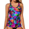 imageYonique Womens Tankini Top Only Athletic Swim Top Modest Tankini Swimsuit No BottomColorful Leaves
