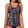 imageYonique Womens Tankini Top Only Athletic Swim Top Modest Tankini Swimsuit No BottomColorful Paisley
