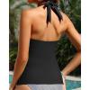 imageYonique Womens Halter Tankini Top No Bottom V Neck Swim Top Tummy Control Bathing Suit TopBlack03