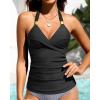 imageYonique Womens Halter Tankini Top No Bottom V Neck Swim Top Tummy Control Bathing Suit TopBlack03