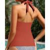 imageYonique Womens Halter Tankini Top No Bottom V Neck Swim Top Tummy Control Bathing Suit TopBrick Red01