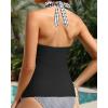 imageYonique Womens Halter Tankini Top No Bottom V Neck Swim Top Tummy Control Bathing Suit TopGray Plaid and Black