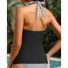 imageYonique Womens Halter Tankini Top No Bottom V Neck Swim Top Tummy Control Bathing Suit TopGray Plaid and Black