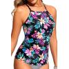 imageWomen Tankini Swim Top Only  High Neck Bathing Suit Tops Tummy Control Tank Top No BottomColorful Floral
