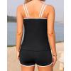 imageWomen Tankini Swimsuit with Shorts  Two Piece Tummy Control Bathing Suit with Pockets 2025 SwimwearBlack and White