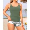 imageWomen Tankini Swimsuit with Shorts  Two Piece Tummy Control Bathing Suit with Pockets 2025 SwimwearGreen Palm Tree