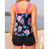 imageWomen Tankini Swimsuit with Shorts  Two Piece Tummy Control Bathing Suit with Pockets 2025 SwimwearPink Colorful Floral