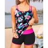 imageWomen Tankini Swimsuit with Shorts  Two Piece Tummy Control Bathing Suit with Pockets 2025 SwimwearPink Colorful Floral