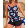 imageWomen Tankini Swimsuit with Shorts  Two Piece Tummy Control Bathing Suit with Pockets 2025 SwimwearPink Colorful Floral