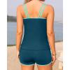 imageWomen Tankini Swimsuit with Shorts  Two Piece Tummy Control Bathing Suit with Pockets 2025 SwimwearTeal and Green