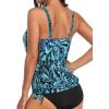 imageYonique Womens Blouson Tankini Top Only Loose Fit Swim Top No Bottom Modest SwimsuitBlue Paisley Print