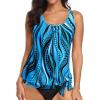 imageYonique Womens Blouson Tankini Top Only Loose Fit Swim Top No Bottom Modest SwimsuitBlue Ripples