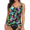 imageYonique Womens Blouson Tankini Top Only Loose Fit Swim Top No Bottom Modest SwimsuitColorful  Leaves