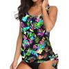 imageYonique Womens Blouson Tankini Top Only Loose Fit Swim Top No Bottom Modest SwimsuitColorful  Leaves