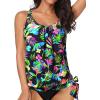 imageYonique Womens Blouson Tankini Top Only Loose Fit Swim Top No Bottom Modest SwimsuitColorful  Leaves
