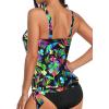 imageYonique Womens Blouson Tankini Top Only Loose Fit Swim Top No Bottom Modest SwimsuitColorful  Leaves