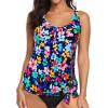 imageYonique Womens Blouson Tankini Top Only Loose Fit Swim Top No Bottom Modest SwimsuitColorful Floral