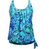 imageYonique Womens Blouson Tankini Top Only Loose Fit Swim Top No Bottom Modest SwimsuitBlue Leaves