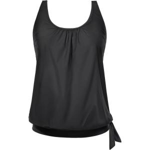 imageYonique Womens Blouson Tankini Top Only Loose Fit Swim Top No Bottom Modest SwimsuitBlack