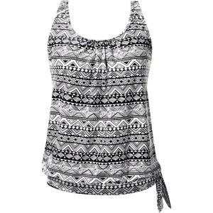 imageYonique Womens Blouson Tankini Top Only Loose Fit Swim Top No Bottom Modest SwimsuitBlack Tribal