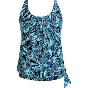 imageYonique Womens Blouson Tankini Top Only Loose Fit Swim Top No Bottom Modest SwimsuitBlue Paisley Print