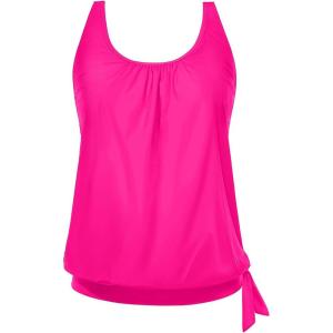 imageYonique Womens Blouson Tankini Top Only Loose Fit Swim Top No Bottom Modest SwimsuitHot Pink
