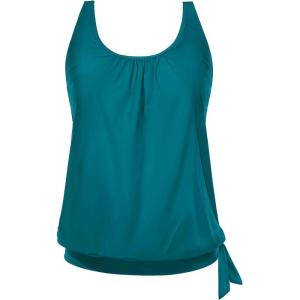 imageYonique Womens Blouson Tankini Top Only Loose Fit Swim Top No Bottom Modest SwimsuitTeal