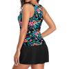 imageWomen Two Piece Tankini with Skirt  Tummy Control High Neck Swimsuit with Built in Pockets 2025 Ladies Bathing SuitTropic Floral