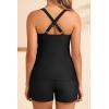 imageWomen Underwire Tankini Swimsuit with Shorts  Two Piece Tummy Control Bathing Suit 2025 Swimwear with PocketsBlack