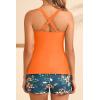 imageWomen Underwire Tankini Swimsuit with Shorts  Two Piece Tummy Control Bathing Suit 2025 Swimwear with PocketsOrange Floral