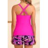 imageWomen Underwire Tankini Swimsuit with Shorts  Two Piece Tummy Control Bathing Suit 2025 Swimwear with PocketsPink Floral
