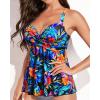 imageWomens Underwire Tankini Top Only Twist V Neck Swimsuit Top Flowy Bathing Suit Top No Bottom 2025Colorful Floral