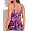 imageWomens Underwire Tankini Top Only Twist V Neck Swimsuit Top Flowy Bathing Suit Top No Bottom 2025Purple Pink Leaves