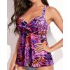 imageWomens Underwire Tankini Top Only Twist V Neck Swimsuit Top Flowy Bathing Suit Top No Bottom 2025Purple Pink Leaves