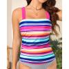 imageYonique Tankini Tops for Women Swimwear Top Only Tummy Control Swim Top Modest Tank Top Bathing Suits No BottomColorful Striped