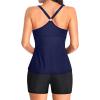 imageYonique Women Two Piece Tankini Swimsuits with Shorts Athletic Bathing Suit with Swim Shorts Racerback SwimwearRacerback Navy Blue