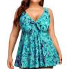 imagePlus Size Tankini Tops for Women Only  Flowy Bathing Suits Tops Modest Swimsuit No BottomGreen Paisley 01