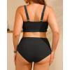 imageWomen Plus Size High Waisted Bikini  Ribbed Two Piece Swimsuit Tummy Control Bathing Suit VWired 2025 SwimwearBlack