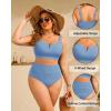 imageWomen Plus Size High Waisted Bikini  Ribbed Two Piece Swimsuit Tummy Control Bathing Suit VWired 2025 SwimwearGray Blue