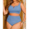 imageWomen Plus Size High Waisted Bikini  Ribbed Two Piece Swimsuit Tummy Control Bathing Suit VWired 2025 SwimwearGray Blue